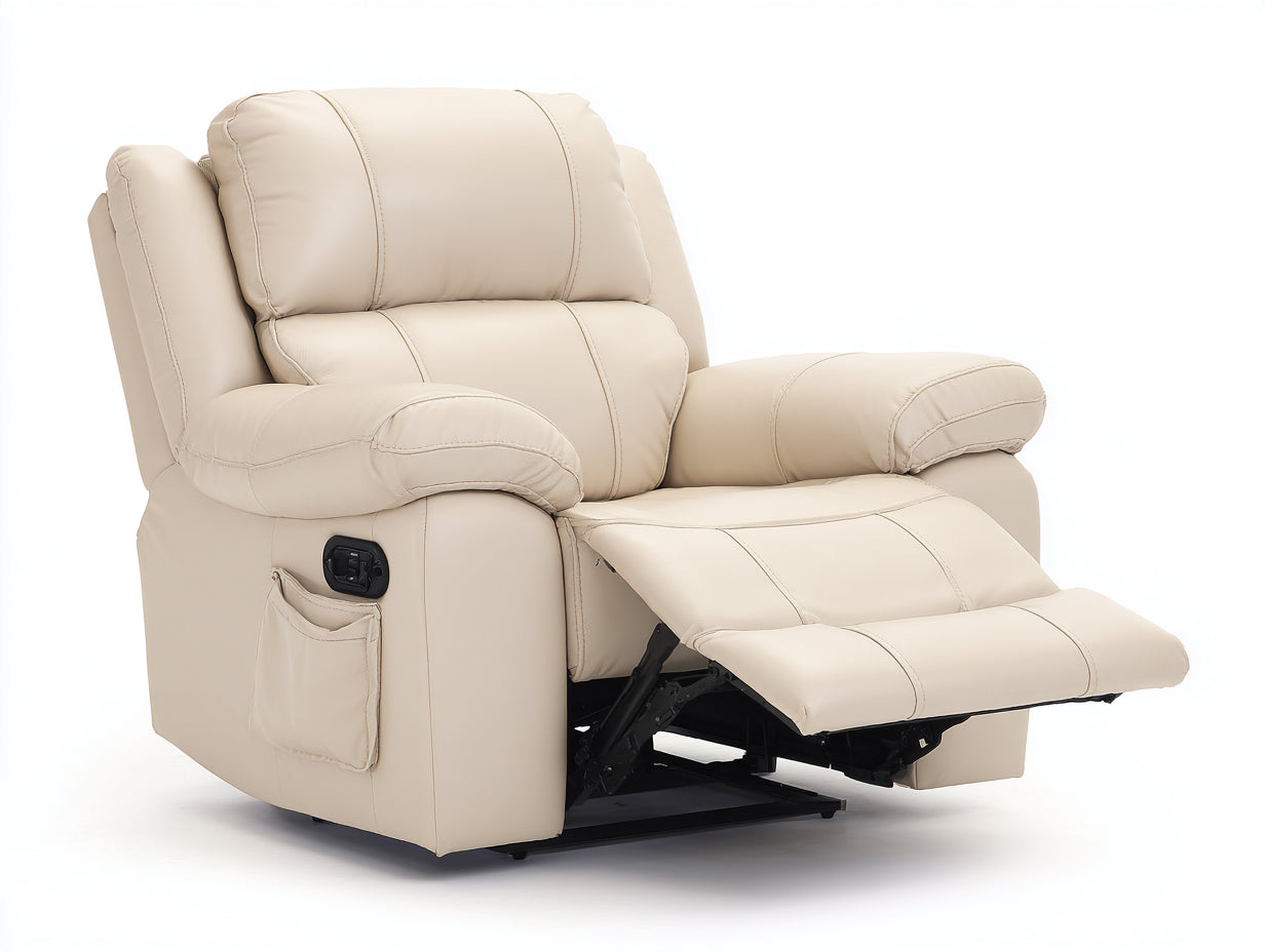 Sillones reclinables cuero sintético 100x95x105 cm beige diseño acolchado