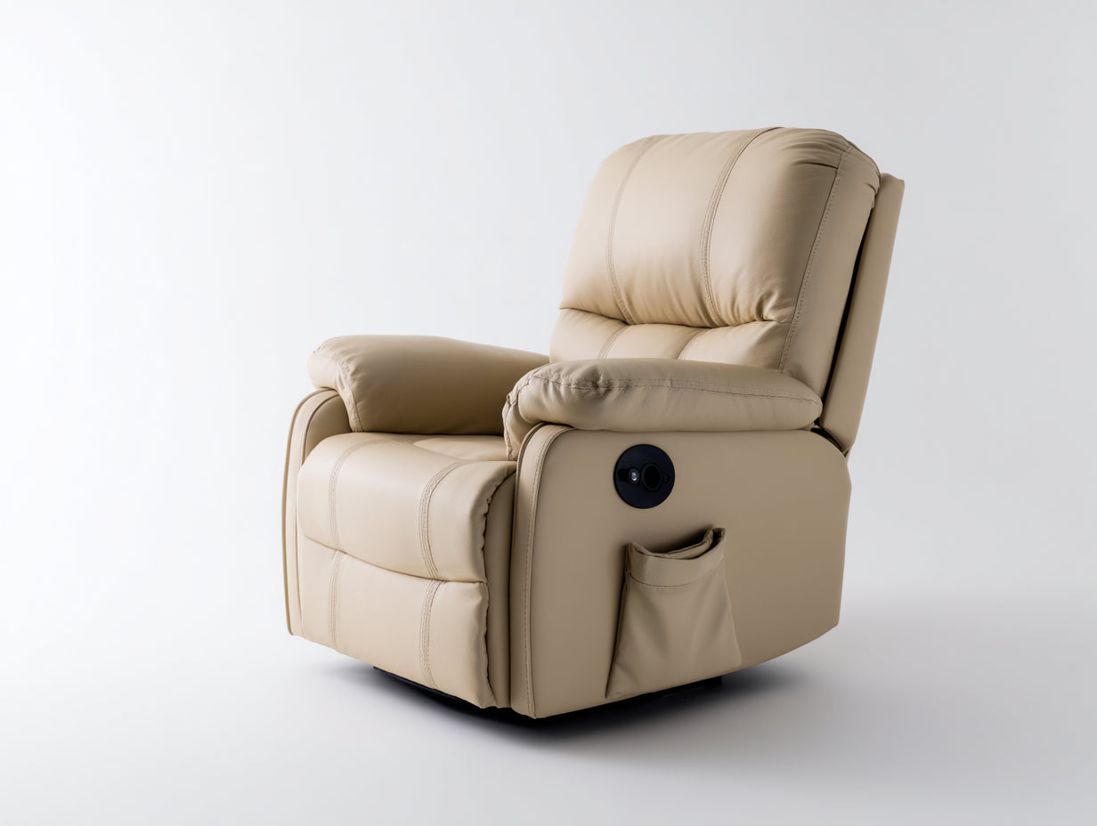 Sillón reclinable cuero 100x85x105 cm - beige - diseño moderno