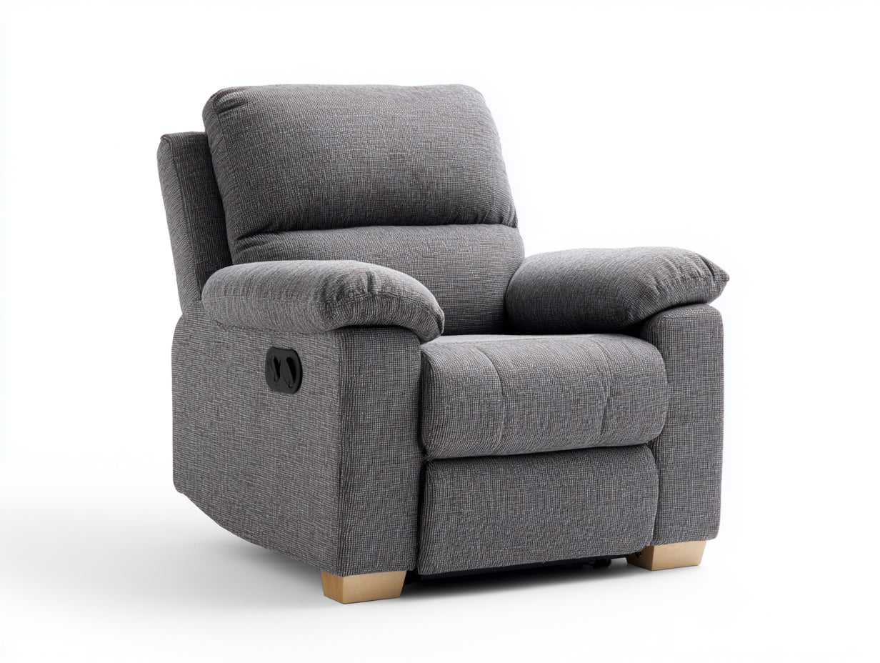 Sillones reclinables de tela gris 92x94x102 cm - para salón - diseño acolchado