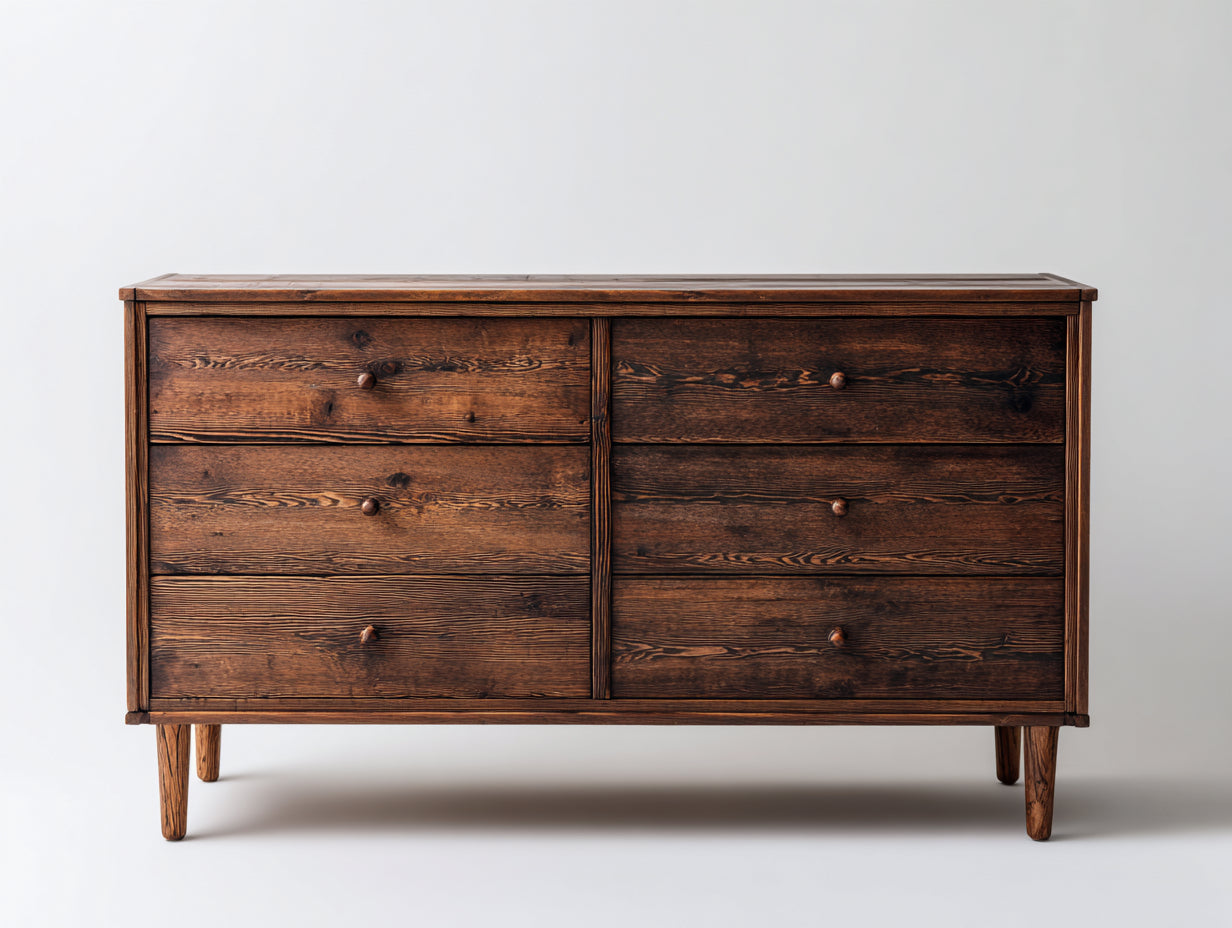 Cómodas madera 128x42x80 cm marrón para dormitorio - estilo rústico