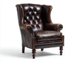 Sillón orejero cuero 82x88x108 cm marrón para salón - estilo clásico capitoné
