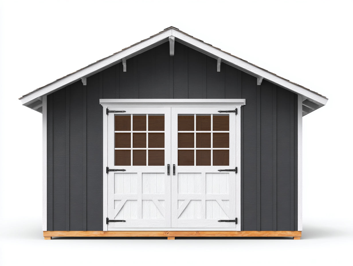 Casetas de jardín de madera gris y blanca 250x190x225 cm - para exterior - estilo cabaña
