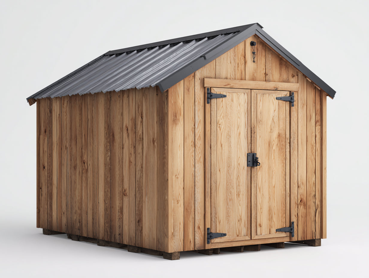 Casetas de jardín madera 230x175x205 cm natural y gris oscuro para exterior - diseño rústico con puertas