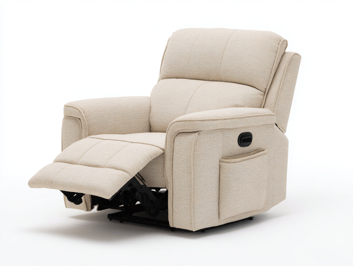 Sillones reclinables de tela beige 93x95x105 cm - para salón - con reposapiés
