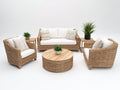 Sofás de exterior de fibra trenzada natural 188x80x84 cm - para jardín - conjunto con mesas