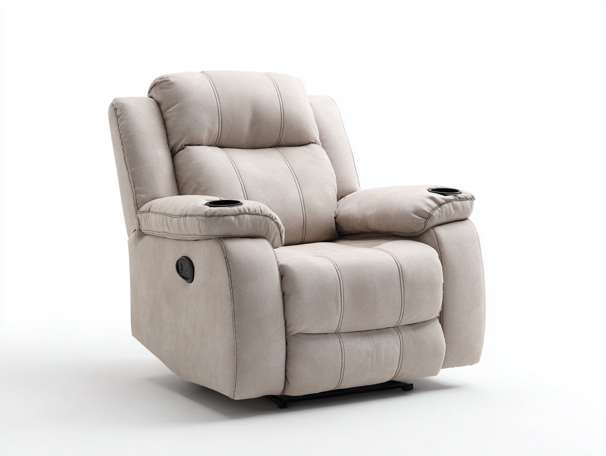 Sillones reclinables tela 96x94x104 cm beige para salón - reposapiés extensible y diseño confortable