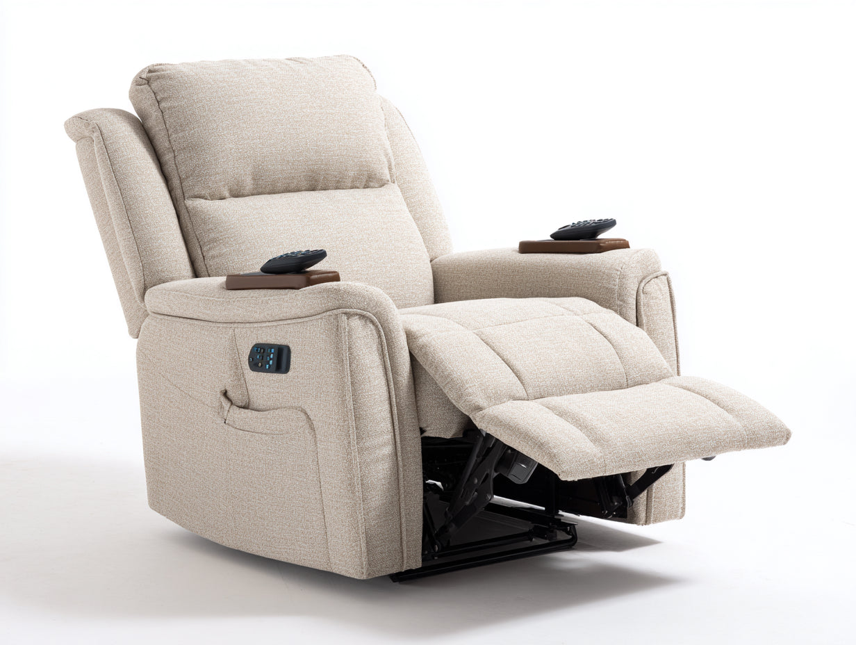 Sillones reclinables tela 98x96x106 cm beige para salón - función eléctrica y diseño confortable