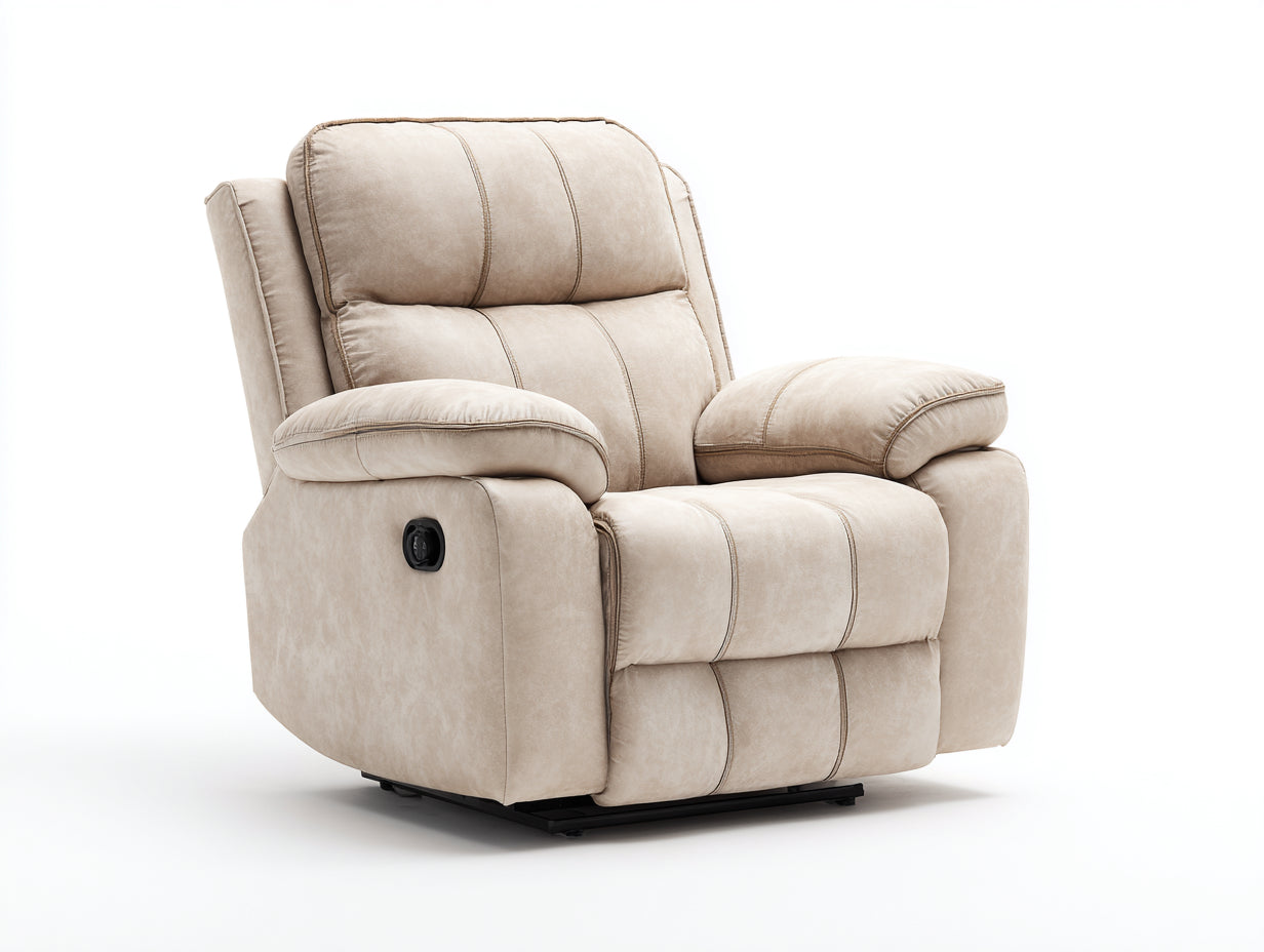 Sillones reclinables de tela 100x96x106 cm - beige - para salón - con reposabrazos - estilo moderno
