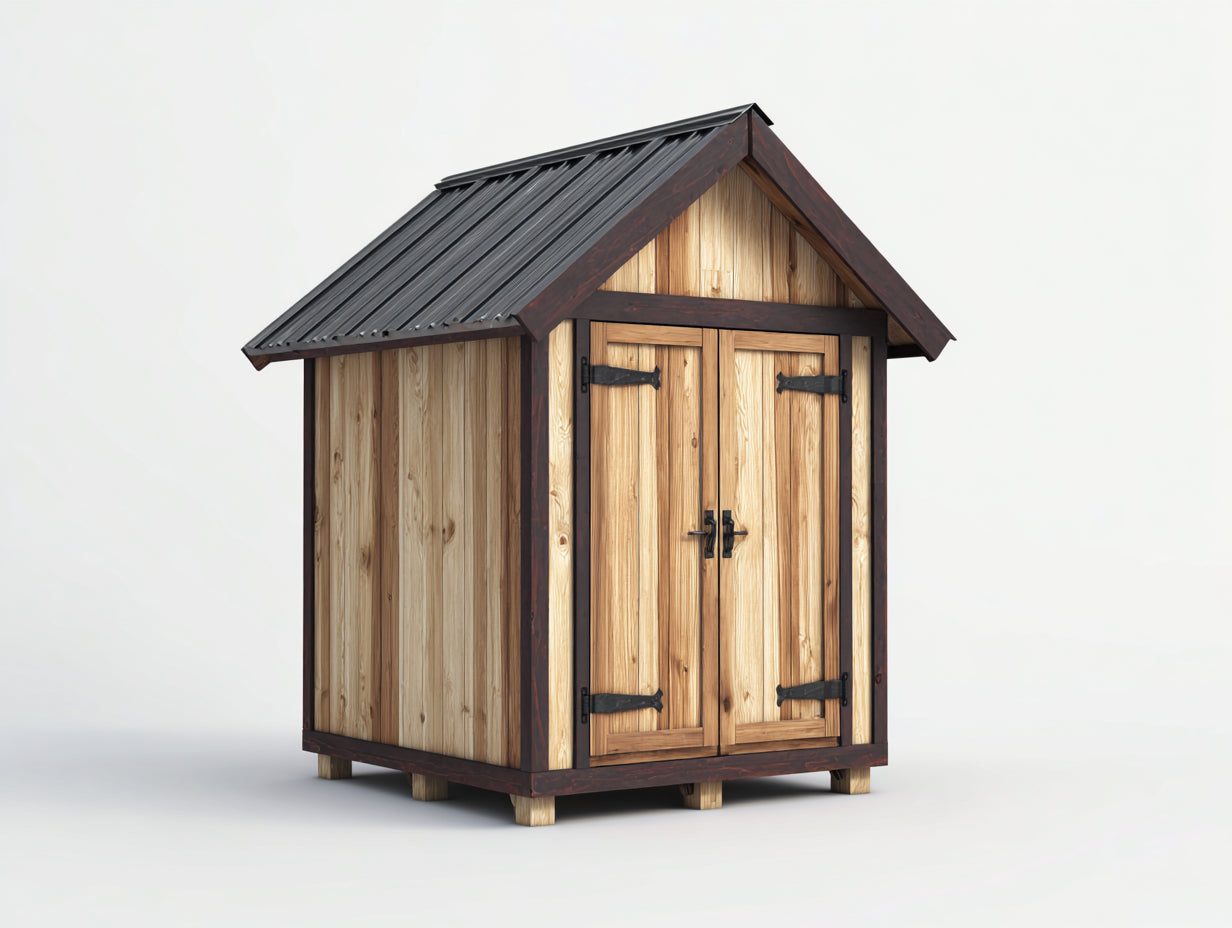 Casetas de jardín madera 180x140x220 cm natural y marrón oscuro para exterior - diseño rústico con 2 puertas