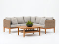 Sofás de exterior de ratán y madera 250x250x82 cm - natural-beige - para jardín - con mesa - estilo moderno
