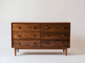 Cómoda de madera 148x44x82 cm - marrón - estilo moderno con 6 cajones