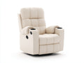 Sillones reclinables piel sintética 96x94x108 cm beige para salón - diseño acolchado con portavasos