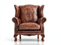 Sillón orejero de cuero marrón 89x91x111 cm - para salón - estilo clásico