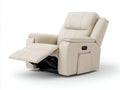 Sillones reclinables de piel sintética 98x95x108 cm - beige - para salón - con reposapiés - estilo moderno